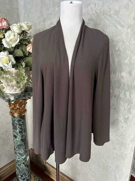 Eileen Fisher Tops - Eileen Fisher Open-Front Lightweight Cardigan — Taupe Brown
